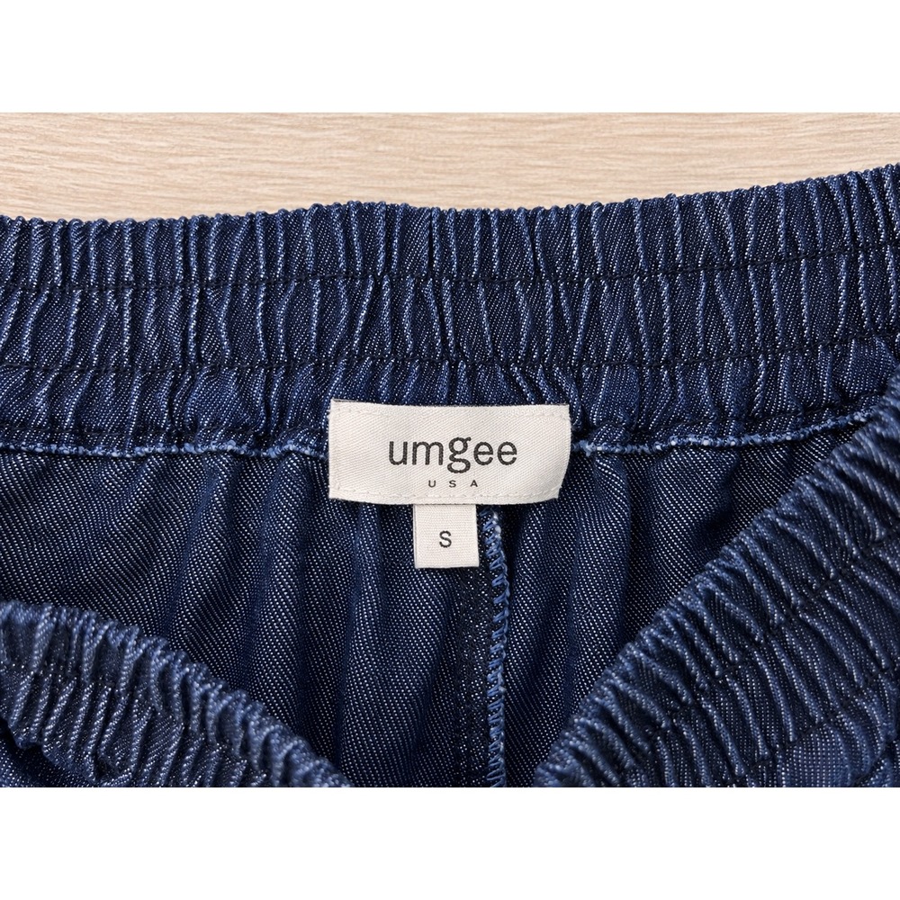 Umgee Wide Leg Cropped Denim Look Pants Raw Hem Pull-On Small - Picture 5 of 5
